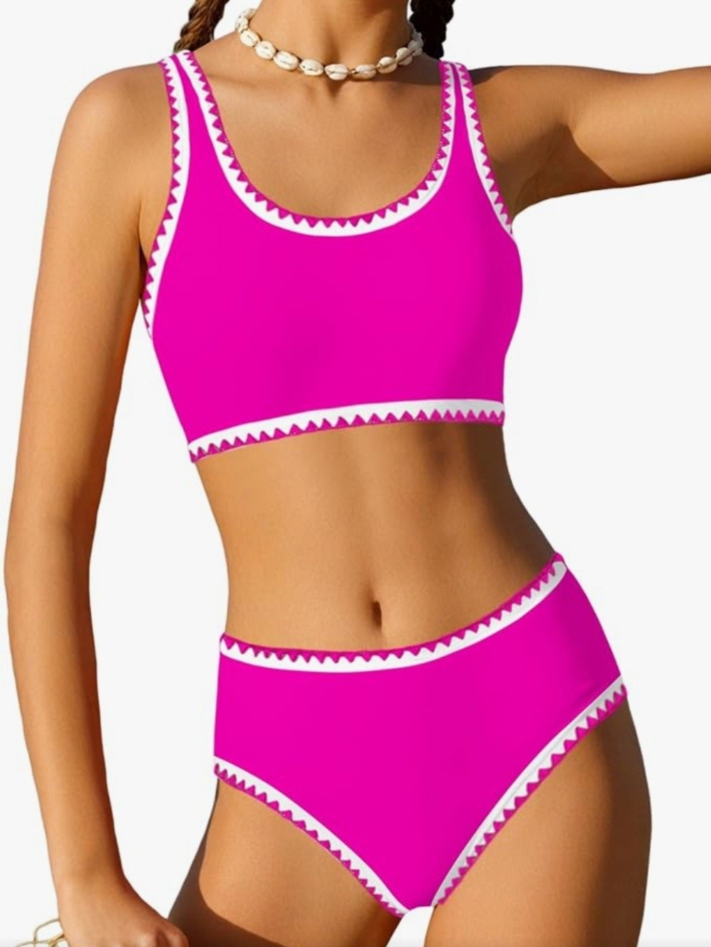 Hot Pink Girls' Two-Piece High-Waist Swim Bikini. Size 10/11 Years. NWOT.